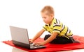 Education, technology internet - little boy with laptop Royalty Free Stock Photo