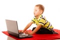 Education, technology internet - little boy with laptop Royalty Free Stock Photo