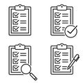 Education test icon vector set. Clipboard illustration sign collection. audit symbol.