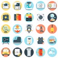 Education theme, flat style, colorful, icon set Royalty Free Stock Photo