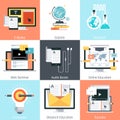 Education theme, flat style, colorful, icon set Royalty Free Stock Photo