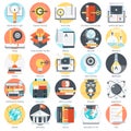 Education theme, flat style, colorful, icon set Royalty Free Stock Photo