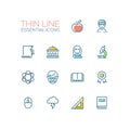 Education - Thin Single Line Icons Set Royalty Free Stock Photo