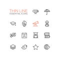Education - Thin Single Line Icons Set Royalty Free Stock Photo