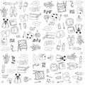 Education tools doodles on white backgrounds