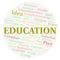 Education typography word cloud create with the text only. Royalty Free Stock Photo