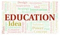 Education typography word cloud create with the text only. Royalty Free Stock Photo