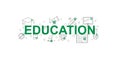 Education vector banner. Word with line icon.