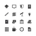 Education vector icons set. Science, students or