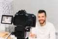 Education video blog filming backstage concept Royalty Free Stock Photo