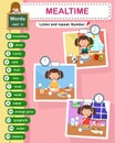 Education vocabulary mealtime