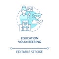 Education volunteering blue concept icon