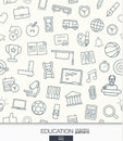 Education wallpaper. Black and white school or university seamless pattern.