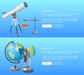 Education Web Banner with Geography and Astronomy