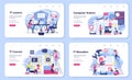 IT education web banner or landing page set. Student write software Royalty Free Stock Photo