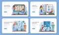 IT education web banner or landing page set. Students learning Royalty Free Stock Photo