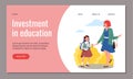 Education web banner with mother takes child to school, flat vector illustration. Royalty Free Stock Photo