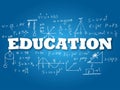 Education word on light blue background. Vector illustration Royalty Free Stock Photo