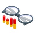 Education workflow eyeglasses icon, isometric style