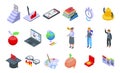 Education workflow icons set, isometric style