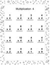 Education worksheet multiplication practice with space themed math grid Royalty Free Stock Photo