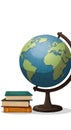 Education and World Knowledge: Globe and Stack of Books Royalty Free Stock Photo