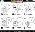 educational alphabet letters cartoon set from M to R coloring page Royalty Free Stock Photo