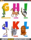 Educational alphabet set with cartoon animal characters Royalty Free Stock Photo