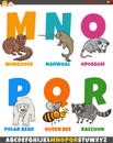 Educational alphabet set with cartoon animal characters Royalty Free Stock Photo