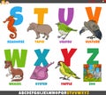 educational alphabet set with cartoon animal characters Royalty Free Stock Photo