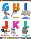 Educational alphabet set with cartoon funny animal characters Royalty Free Stock Photo