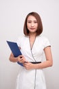 Educational / business people. Young Asian women holding a folder