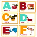 Educational cards for kids, a for apple,b for box,online learning Royalty Free Stock Photo