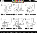 educational cartoon alphabet letters set from G to L coloring page Royalty Free Stock Photo