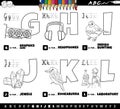 educational cartoon alphabet letters set from G to L coloring page Royalty Free Stock Photo