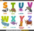 Educational cartoon alphabet set with animal characters Royalty Free Stock Photo