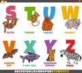 Educational cartoon alphabet set with animal characters Royalty Free Stock Photo