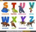 Educational cartoon alphabet set with animal characters