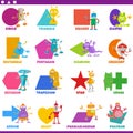 Basic geometric shapes with comic fantasy characters set Royalty Free Stock Photo