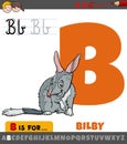 Letter B from alphabet with cartoon bilby animal