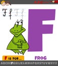 letter F from alphabet with frog animal character