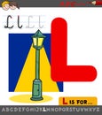 Letter L worksheet with cartoon lamp or lantern Royalty Free Stock Photo