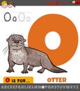 Letter O from alphabet with otter animal character