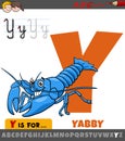 Letter Y from alphabet with cartoon yabby animal character Royalty Free Stock Photo