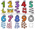 Educational cartoon numbers set with insect characters Royalty Free Stock Photo