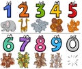 Educational cartoon numbers set with wild animal characters Royalty Free Stock Photo