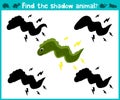 Educational children cartoon game for children of preschool age. Find the right shade cute marine electric eel. Vector Royalty Free Stock Photo