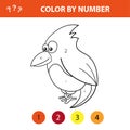 Educational children game. Color the picture by number. Coloring book with bird