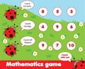 Educational children game. Counting game. Math kids activity. How many objects task