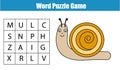 Educational children game. Word search puzzle kids activity. Animals theme. Learning vocabulary